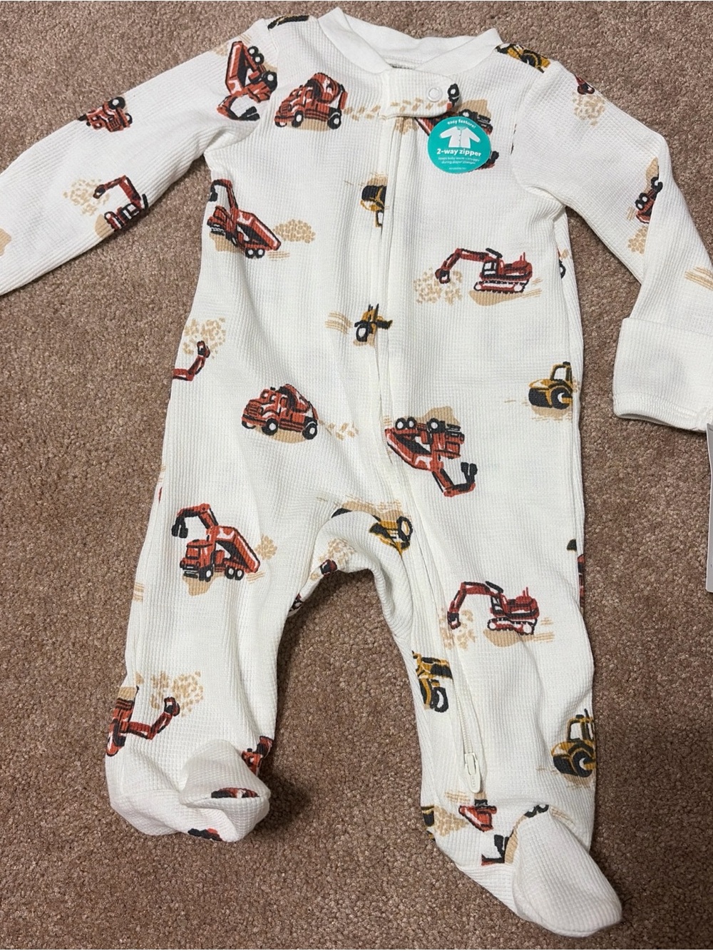 NWT Carter’s 0-3mos Construction Trucks Footie Sleeper